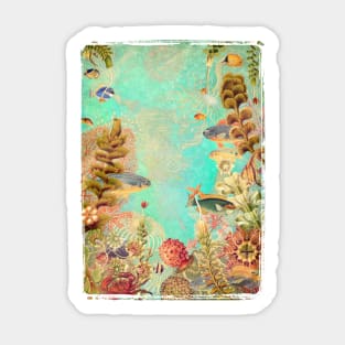 Tropical Caribbean Blue Collage Sticker